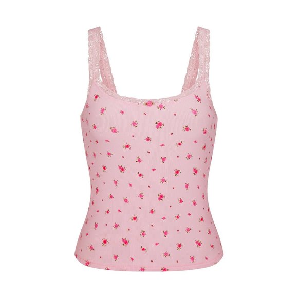 トップス SKIMS ROSE SKIMS | Tops | Skims Soft Lounge Lace Tank In Rose Print New